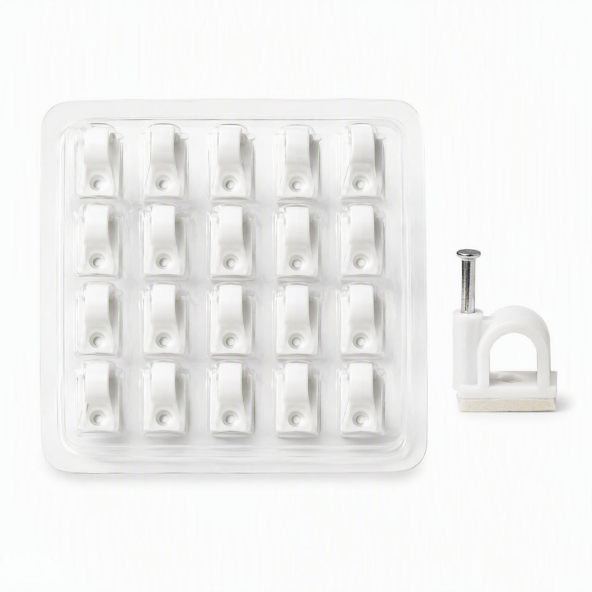 Adhesive Cable Clips with Nail Hole 20-Pack