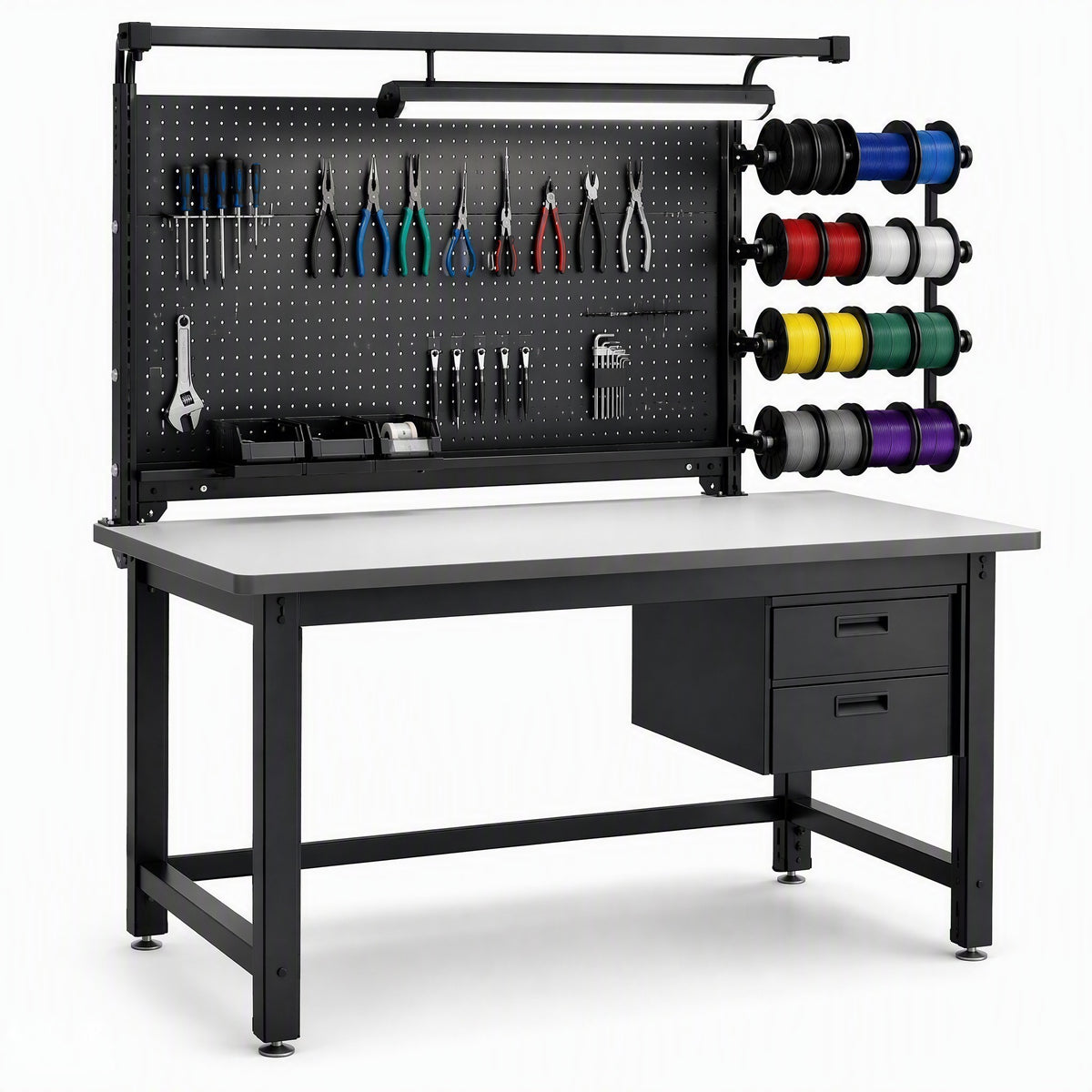 Cable Assembly Workstation with Integrated Tool Organizer