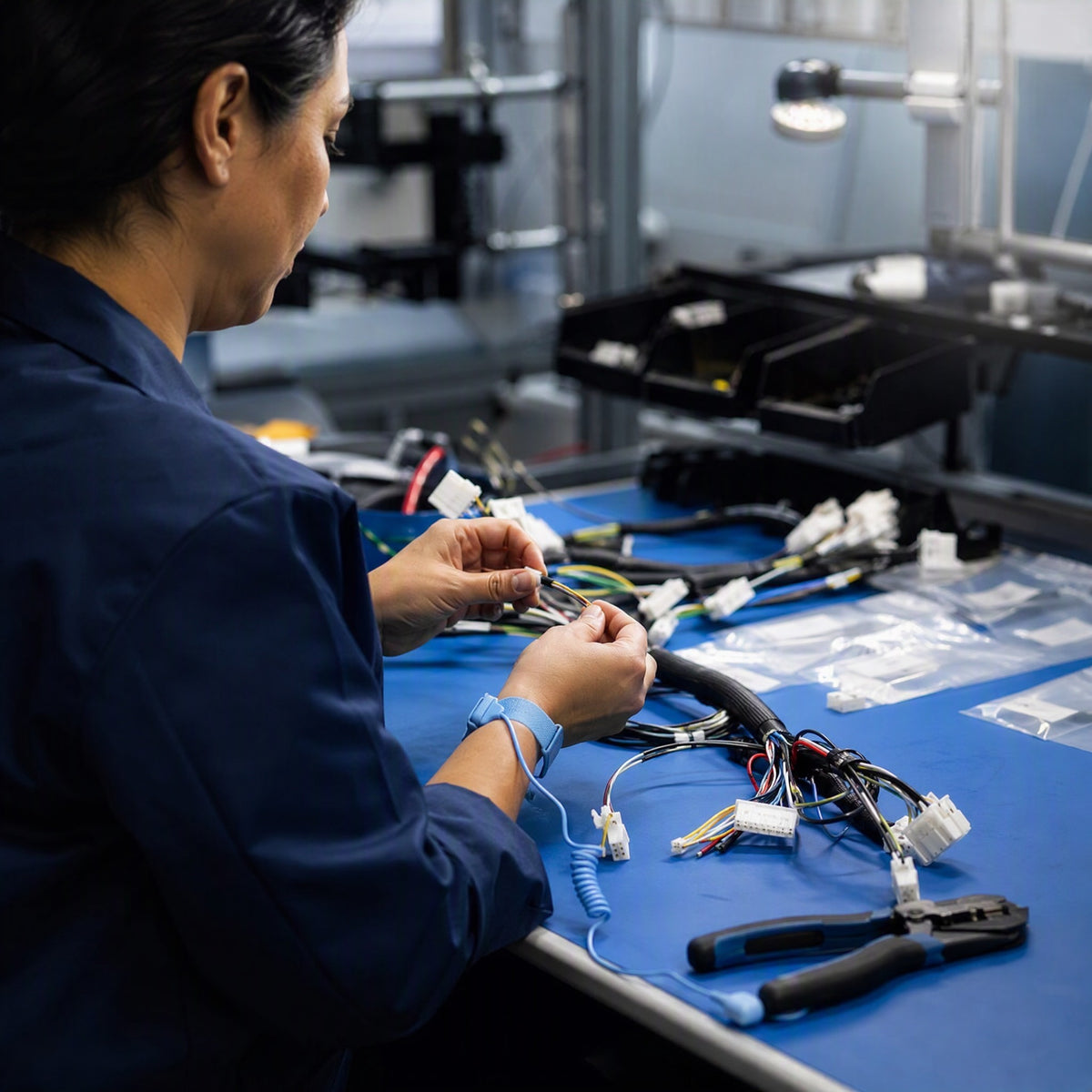 Cable Assembly Workstation with Integrated Tool Organizer