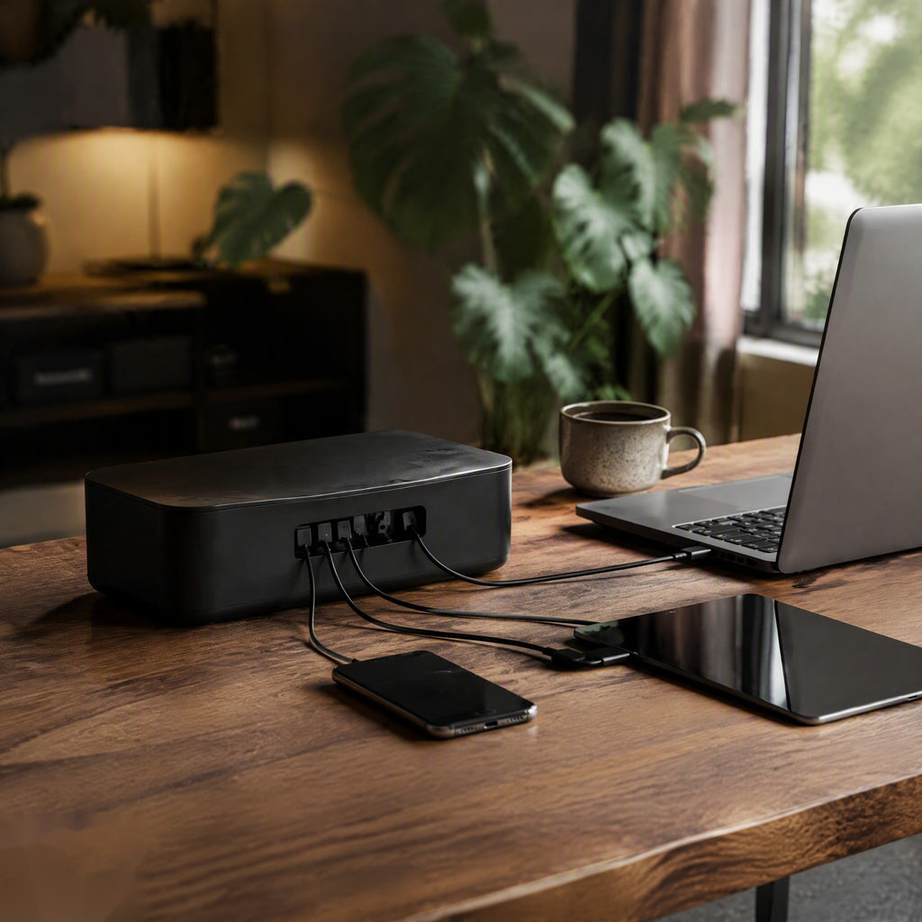 Desktop Cable Management Hub with 4 USB Ports