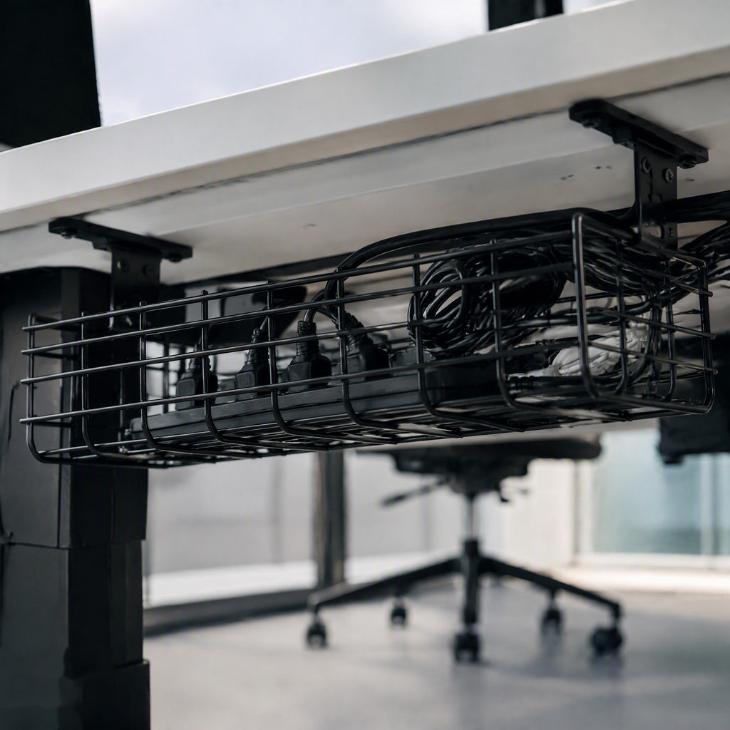 Under-Desk Cable Management Tray 17" Steel Mesh