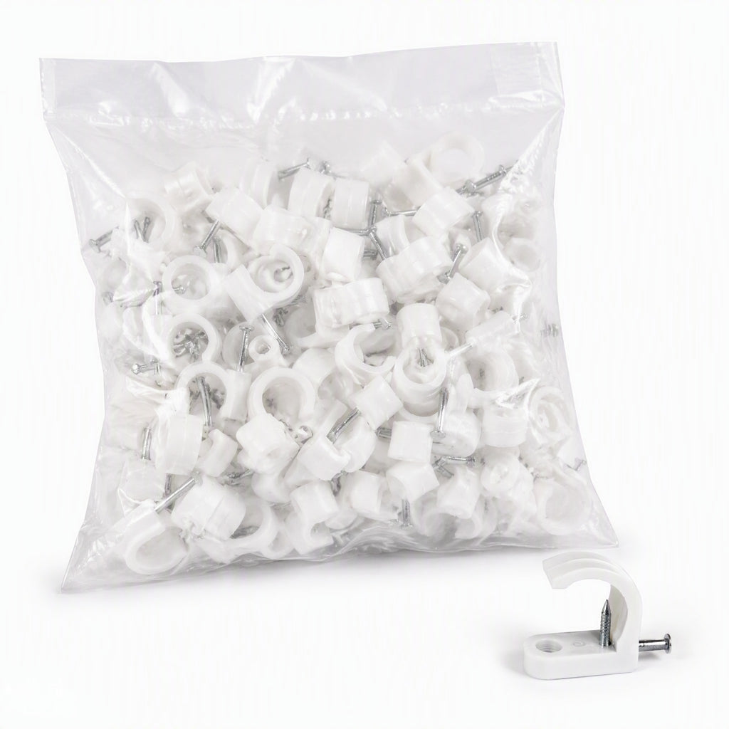 Wall-Mount Cable Clips with Screw Hole 50-Pack
