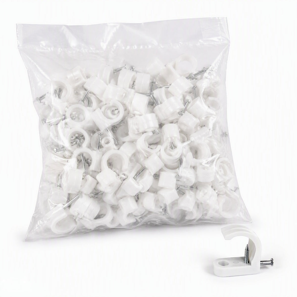 Wall-Mount Cable Clips with Screw Hole 50-Pack